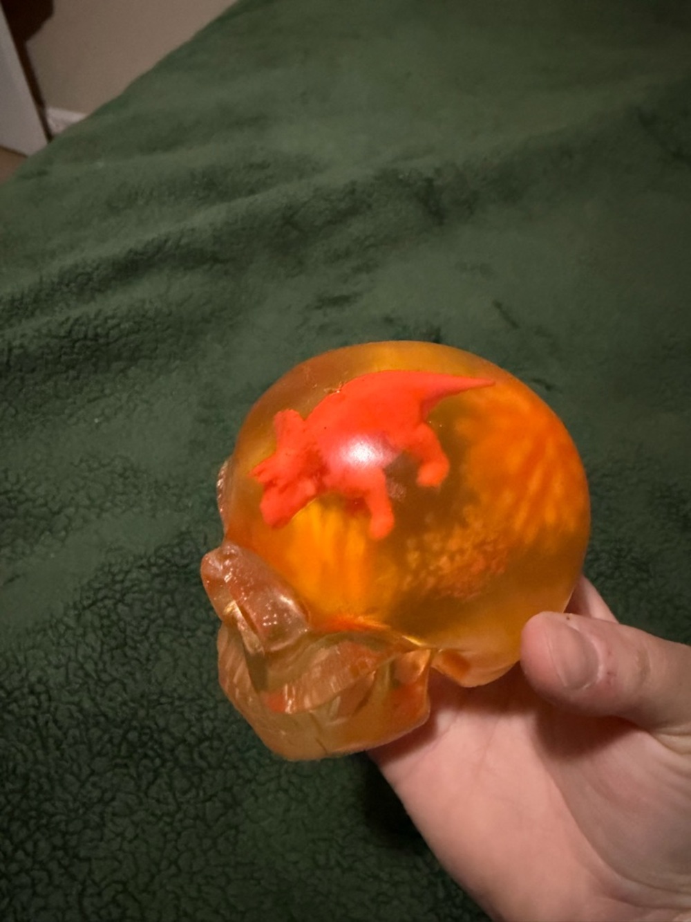 Resin Orange Translucent Skull Figurine - Picture 2 of 3
